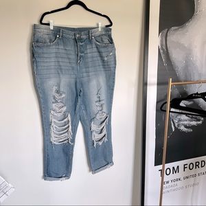 Size 18 Medium wash, distressed jeans